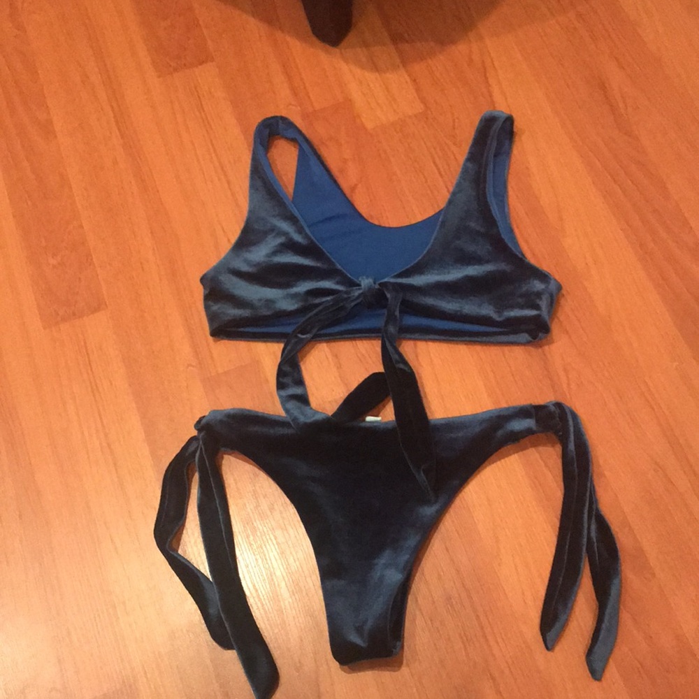Blue velvety bathing suit